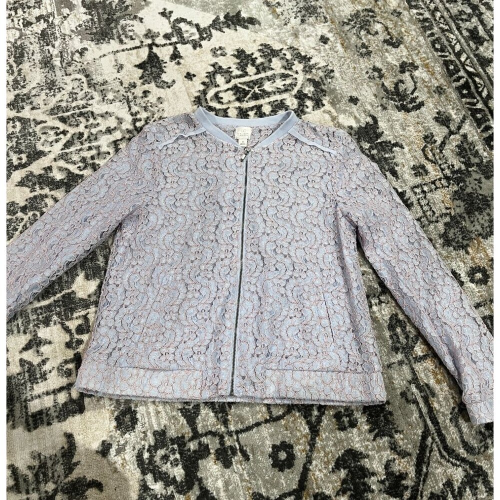 LC Lauren Concrad Womens Liliac Lace Bomber Jacket Sz 10